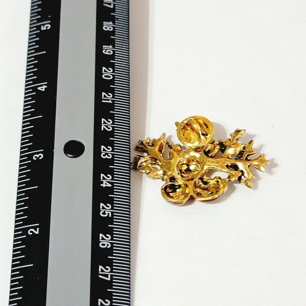 Vintage‎ Acorns and Branches Brooch Pin Enameled 1 7/8” Brown Green fb1-117